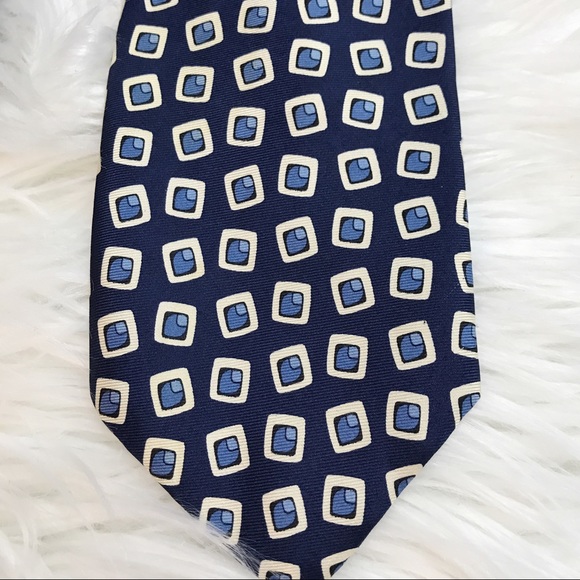 J. Crew Other - J Crew Handmade Italian Silk Tie Blue Geometric